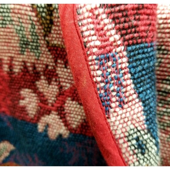 Keren Hart Vtg Multi Color Tapestry Woven Button Cropped Jacket PTP 22 Sz L - Picture 6 of 8
